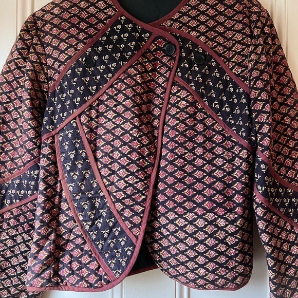 Vintage Adini Indian Block Print Quilted Jacket - Picture 4 of 15